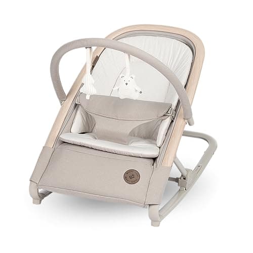 Image of Maxi-Cosi Kori, 2-in-1 Ergonomic Baby Bouncer Chair with Toy Arch, 0-2 Years, up to 15 kg, Newborn Bouncer, 3 Recline Positions, Easy-in Harness, Lightweight & Compact, Newborn Pillow, Classic Beige