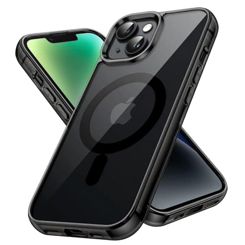 Image of JETech Magnetic Case for iPhone 14 6.1-Inch Compatible with MagSafe Wireless Charging, Shockproof Phone Bumper Cover, Anti-Scratch Clear Back (Black)