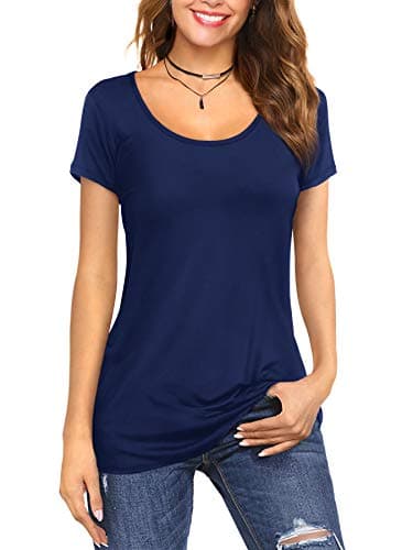 Image of Florboom Tops for Women Summer Short Sleeve Casual Blouse Basic T Shirts Navy Blue Size 22 24