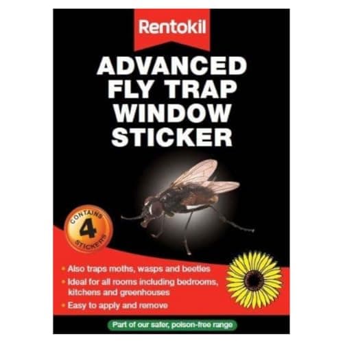 Image of SOTL® X3 Rentokil Advanced Fly Trap Window Sticker Traps Moths Wasps Beetles Indoor Killer Sticky Window Insect Trap For Indoor Use 4 Pack