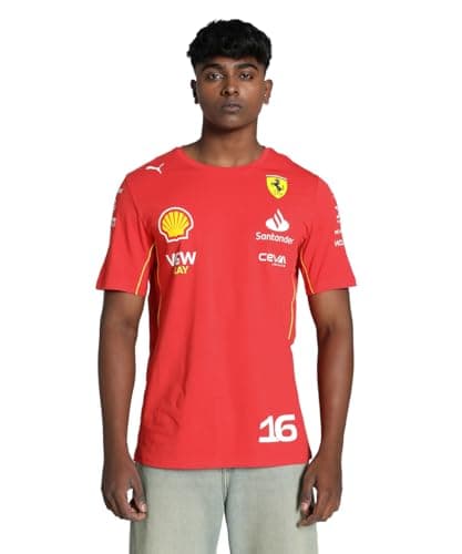 Image of PUMA Scuderia Ferrari Men's 2024 Charles Leclerc Tshirt Speed Red - Size: X-Large