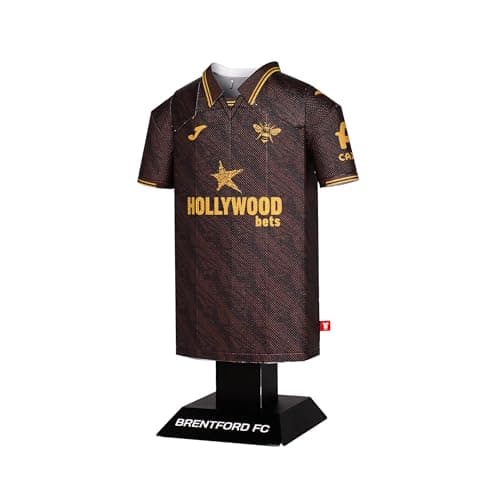 Image of Brentford FC 23/25 25/26 Home Away Third 92-94 Retro Metal Football Shirt - Officially Licensed Miniature Alloy Replica Jersey Collectible Display Gift - Personalise Name & Number Decals (25/26 Away)