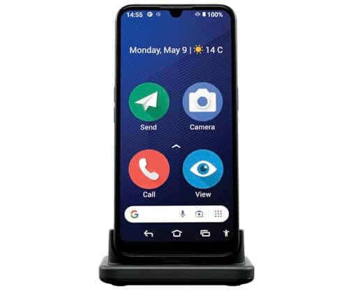 Image of Doro 8200 4G Unlocked Seniors Smartphone - Water Resistant Mobile Phone - Triple Camera 16MP - 6.1" Screen - Assist Button with GPS - Clear Sound - Charger Base (Blue)