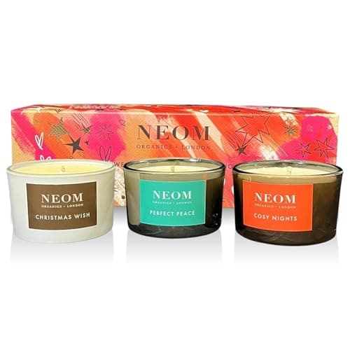Image of NEOM Wellbeing Wishes Candle Trio 75g – Hand-Poured Soy Wax Scented Candle Gift Set – Aromatherapy Glass Jar Candles for Home Fragrance, Mindfulness & Relaxing Atmosphere – Present for Wellness Lovers