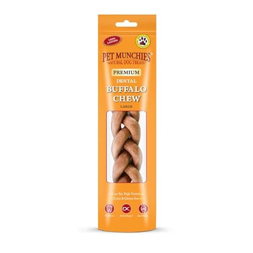 Image of Pet Munchies Large Buffalo Dental Chew, Healthy, Natural and Long-Lasting Dog Treats, Grain Free and Low in Fat 90g