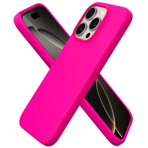 Image of ORNARTO Compatible with iPhone 16 Pro Case 6.3", Slim Liquid Silicone 3 Layers Soft Gel Rubber Shockproof Protective Case with Anti-Scratch Microfiber Lining-Hot Pink