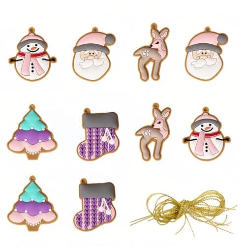 Image of Rumyve 10pcs Moose Snowman Christmas Tree Decorations, Hanging Ornament, Tree Ornament for Xmas Holiday Party (Style B)