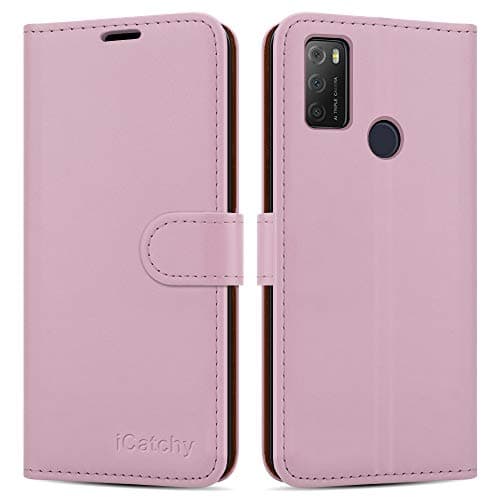 Image of iCatchy For Alcatel 1S / 3L 2021 Case Leather Wallet Book Flip Folio Stand View Cover Compatible with Alcatel 1S / 3L 2021 Phone Cover (Rose Gold)
