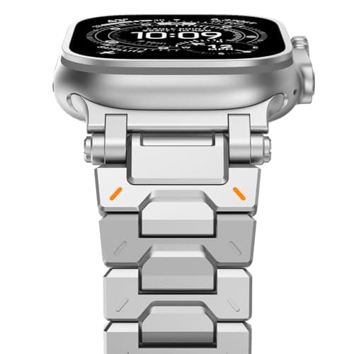 Image of NewWays Metal Strap Compatible with Apple Watch Straps 49mm 46mm 45mm 44mm 42mm(Series 3 2 1),Stainless Steel Replacement Band for iWatch Ultra 3 2 1 Series 11 10 9 8 7 6 5 4 3 2 1 SE,Silver