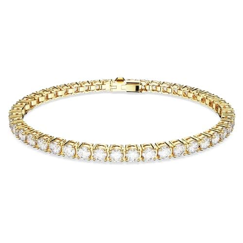 Image of Swarovski Matrix Tennis bracelet, Round cut, White, Gold-tone plated, M