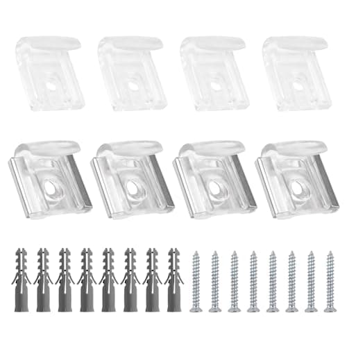 Image of UFURMATE Mirror Holder, 8Pcs Mirror Glass Wall Hanging Fixing Kit Stainless Steel Mirror Supports with PC Plastic Hook, Wall Mounted Mirror Bracket Kit for Frameless Mirrors