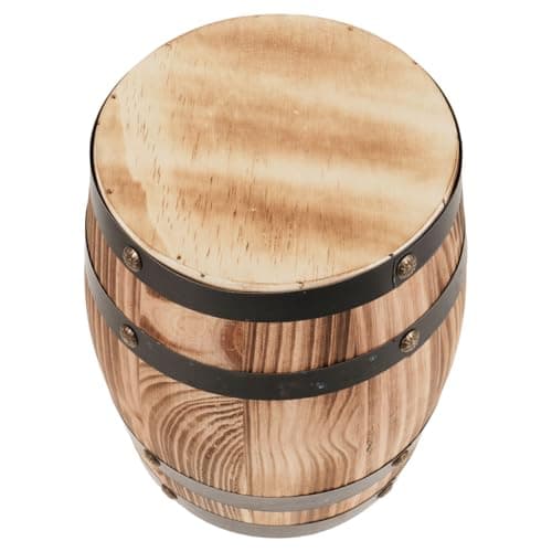 Image of DRESSOOS Rustic Wooden Vintage Whiskey Barrel Stool with Oak Barrel Shape Portable and Sturdy Garden Stool for Indoor and Balcony Use Coffee Colour Outdoor Lawn Furniture