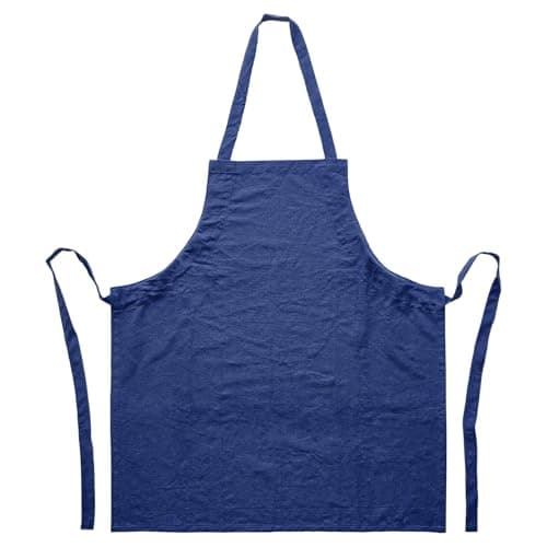Image of Nicola Spring Cotton Kitchen Bib Apron with Waist Ties - One Size - Navy - 1x Adult Cooking BBQ Catering Baking Cleaning School Chef Home Work Aprons for Men, Women