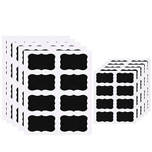 Image of 128 Chalkboard Labels for Jars, Erasable and Reusable Waterproof Blackboard Stickers Chalkboard Labels for Decorating Jars, Pantry, Home and Office, Scrapbooking (64 Large + 64 Small)