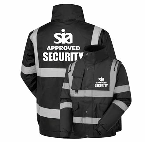 Image of SIA Security Black Yoko Hi Vis Bomber Jacket Reflective, Waterproof, Work Wear Coat SIA Security, High Visibility, By Brook Hi Vis, XXLarge