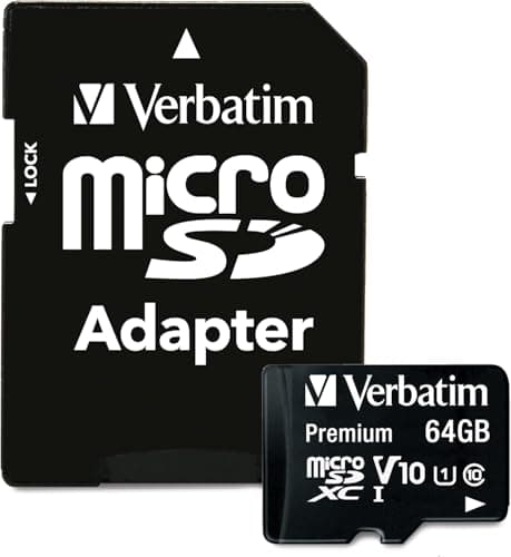Image of Verbatim Premium U1-64 GB microSDXC Memory Card, incl. Adapter, Class 10, up to 90 MB/s Reading Speed, black