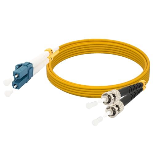 Image of Hamadap ST to LC 10Gbps Fiber Optic Cable, Single Mode Duplex OS1 Fiber Patch Cable, 9/125um/2.0mm, Yellow, LSZH, 2m/7ft