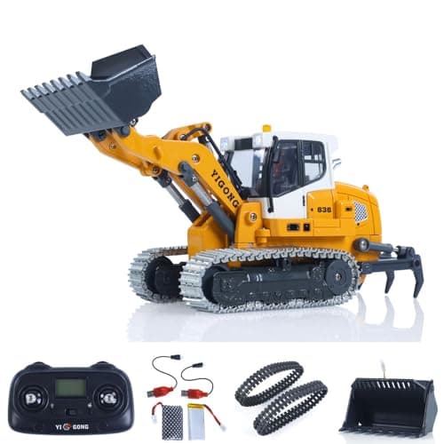 Image of wheelfun 1:50 RC Electric Lifting Tracked Loader LR636 2.4G Construction Vehicle Metal Bucket Tracks Ripper RTR Model Light Sound Battery Hobby Grade Model for Adult Hobby(Yellow)