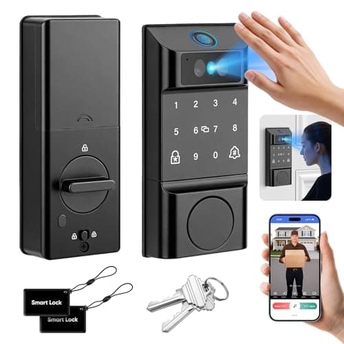 Image of MYPIN Smart Door Lock with Palm Print & Facial Recognition & App Control, Auto-Lock, Doorbell Chime, Touch Keypad, Interior Deadbolt – Keyless Entry Electronic Lock for Home Security