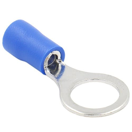 Image of Heschen Ring Terminal Crimp Connectors Vinyl Insulated Wire Electrical Connector RV2-8 Stud Size 5/16" for 1.5-2.5mm² (16-14 AWG) Blue 100Pack