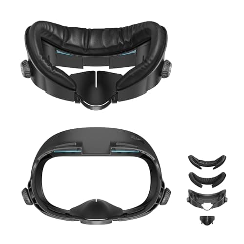 Image of AMVR Upgraded Facial Interface Compatible with Meta/Oculus Q3 Accessories, with 2 Face Cover Pad Replacement, PU Face Cushion and Breathable Ice Silk Cotton, Knob Adjustable