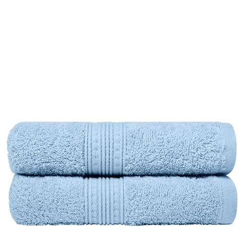 Image of Charlotte Andersen Luxury Hand Towels 100% Cotton 500gsm – Ultra-Soft, Highly Absorbent, Fast-Drying, Premium Quality Towels for Bathroom 50cm x 85cm– Set of (2, Sky Blue)