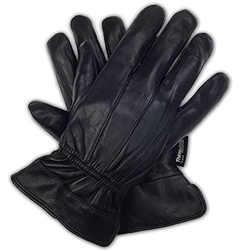 Image of Hand Fellow Men’s Soft Nappa Sheepskin Warm Winter Leather Gloves Fleece Lining Thinsulate Gloves (X Large, Black Original)
