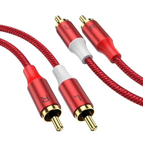 Image of MOSWAG 2RCA Male to 2RCA Male Audio Cable - 6.6Ft/2M RCA Stereo Cord, Nylon Braided for Home Theater, HDTV, Amplifiers, Hi-Fi Systems, Car Audio, Speakers