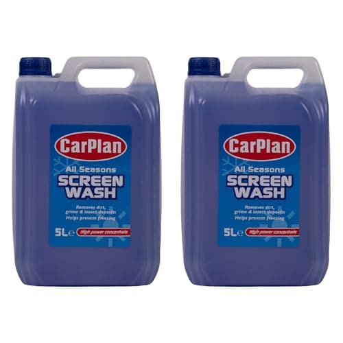 Image of CarPlan All Seasons Ready Mixed Screen Wash, Removes Dirt, Grime, Prevents Freezing, 5 Litres (Pack of 2)