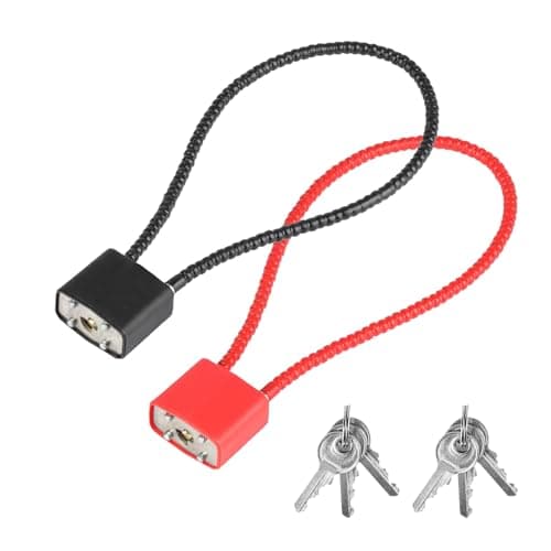 Image of 2 Pcs Outdoor Long Padlock with Keys, Wheelie Bin Locks, Cable Lock for Cabinets, Gates, Bicycles, Motorcycles, Suitcases, Suitcases, Fitness Cabinet(Black and Red)