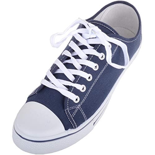 Image of Womens Canvas Lace Up Trainers Sneakers Plimsolls with Rubber Toe Cap - Navy - UK 6