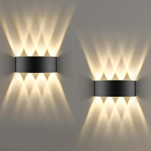 Image of Oumida LED Wall Lights Indoor Modern Black Wall Wash Lights 8W 3000K IP65 LED Sconce Up and Down Wall Lamp for Living Room,Bedroom,Hallway (2 Pack)