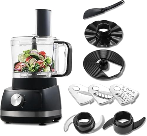 Image of TopStrong Food Processor, 6-in-1 Food Processor and Blender Multifunctional for Chopping, Slicing, Shredding and Kneading Dough, 3 Speeds with Pulse, 2L Mixing Bowl, 3-in-1 Cutting Disc, 800W, Black