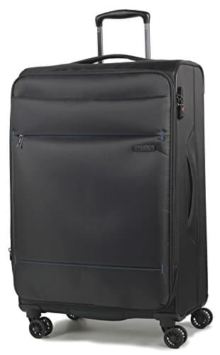 Image of Rock 72cm Deluxe-Lite Super Lightweight Expanding 8 Wheel Spinner Luggage Black Medium