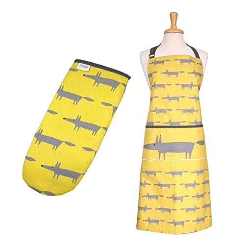 Image of Auntie Morags Scion Mr Fox Yellow - Kitchen Apron & Gauntlet Set