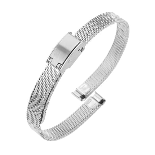 Image of XTVKFWJAB 6mm 8mm 10mm 12mm 14mm Bracelet Compatible With Rosemont Julia Olivia Burton Women's Watch Strap With Milan Stainless Steel Mesh Wristband(Silver,6mm)