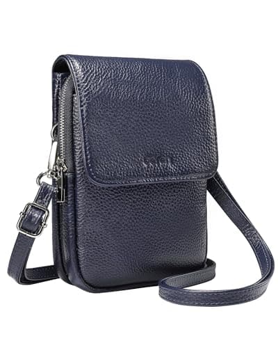 Image of befen Genuine Leather Cross Body Phone Bag for Women Small Shoulder Bag for Ladies Navy Blue Crossbody Bag with Multi Pockets