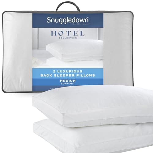 Image of Snuggledown Hotel Collection Back Sleeper Pillows 2 Pack - Supportive & Breathable Boxed Pillow for Back Sleepers | Cotton Cover, UK-Made, Non-Allergenic, Machine Washable (43 x 69cm)