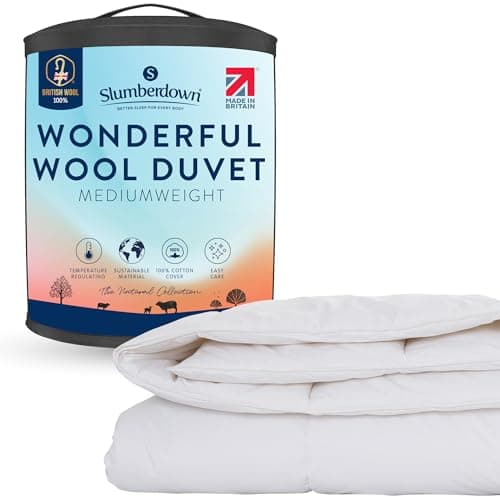Image of Slumberdown British Wool King Size Duvet 7-9 Tog All Year-Round Quilt for Summer, Autumn & Winter | 100% British Wool, Naturally Regulates Temperature, Hypoallergenic & UK Made (225 x 220cm)