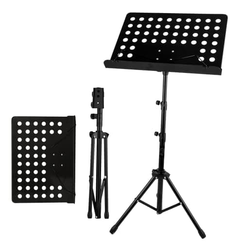 Image of Height Adjustable Foldable Music Orchestral Book, Paper & Mic Holder Tripod Stand (Book Holder Tripod Stand)