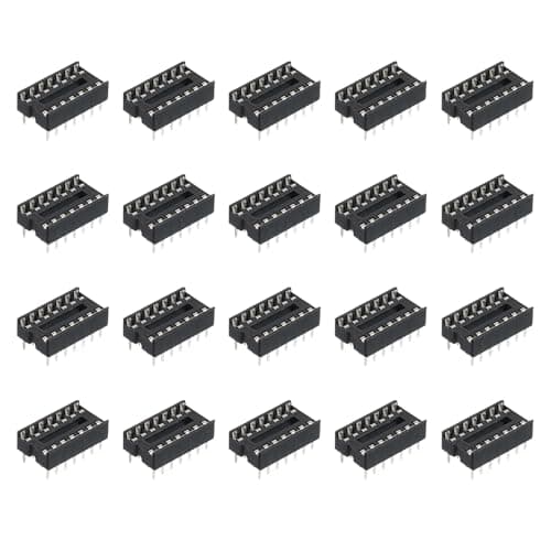 Image of sourcing map 34Pcs DIP IC Chip Socket Adapter 7.62mm Row Pitch 14 Pin IC Assortment Kit 2.54mm/0.1" Pitch for Breadboard Project, PCB Board Design