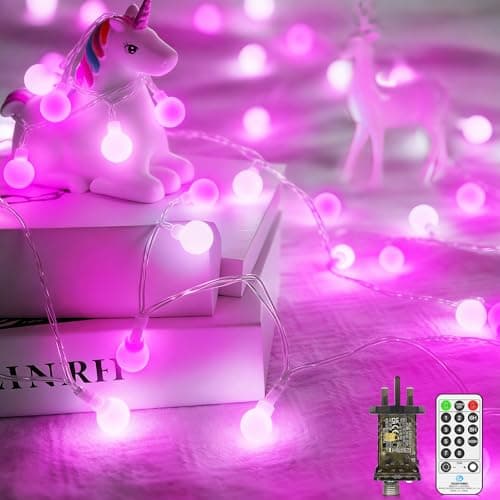 Image of 20M 200 LED Fairy Lights Outdoor Globe String Lights Plug in Christmas Lights Waterproof with Remote Timer Memory 8 Modes for Indoor Bedroom Garden Patio Mother's Day Party Decorations Cool Pink