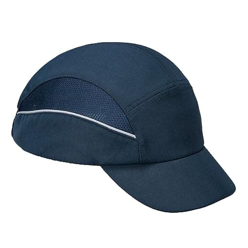 Image of Portwest PS59 AirTech Vented Bump Cap Mens Hard Hat Alternative Lightweight 150g Breathable Safety Head Protection Reflective Piping EN 812 Certified Warehouse Construction DIY, Navy, One Size