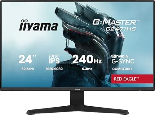 Image of iiyama G-Master Red Eagle G2471HS-B1 Fast IPS LED Gaming Monitor 23.8 Inch Full HD 240Hz HDMI DP 0.3ms G-SYNC Black