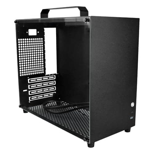 Image of ALAMENGDA V500 Mini Portable M-ATX/ITX Computer Case, Mini-Tower CASE, Full Side Acrylic Transparent DIY Desktop Case with Handle, Support 320MM GPU Size (Black-2.0)