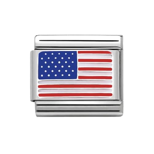 Image of 2Burned Italian Charm Flag for 9 mm Bracelets Stainless Steel (United States Of America)