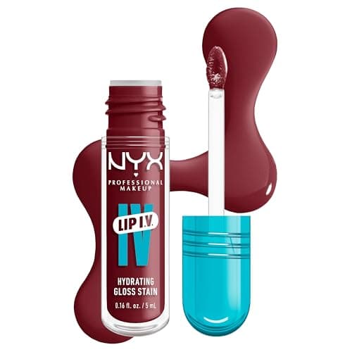 Image of NYX Professional Makeup Lip Gloss and Lip Stain, Lip IV Hydrating Gloss Stain, Up to 12 Hour Hydration, High Pigment, Wet Shine Finish, Shade: Drippin' In Rose