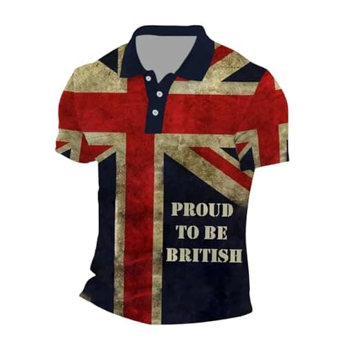 Image of NNGOTD Union Jack T Shirts Mens Bunting Flags Print Great Britain Funky Flower Flamingo Beach Casual Short Sleeve Summer Shirts King Charles Coronation Muscle T-Shirt