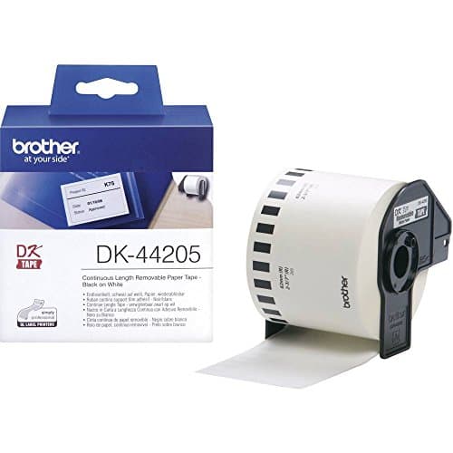 Image of Brother DK-44205 Label Roll, Removable Continuous Length Paper, Black on White, Single Label Roll, 62mm (W) x 30.48M (L), Brother Genuine Supplies