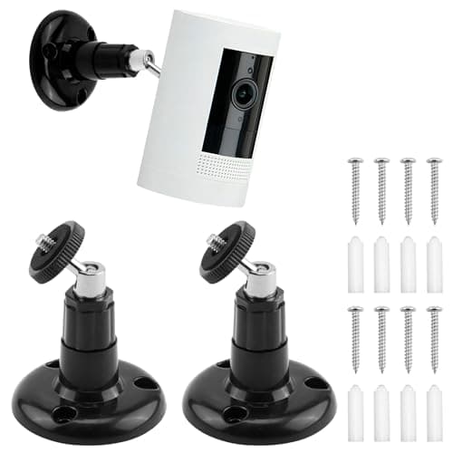 Image of 2 Pack Camera Mount for Ring Stick Up Camera Wall Mount Bracket for Outdoor Camera/Pro/Indoor Cam/Wyze Cam/Eufy Cam/Arlo Cameras, Suitable for All Cameras with Standard 1/4 Thread Holes, Black